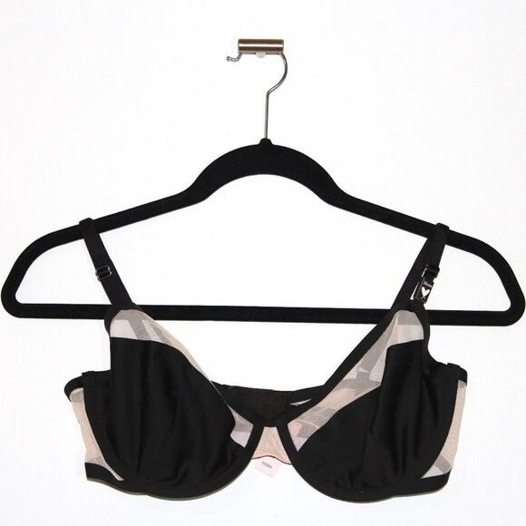 VS Luxe Lingerie Unlined Mesh Demi Bra 32DDD Black NWT - Picture 5 of 6